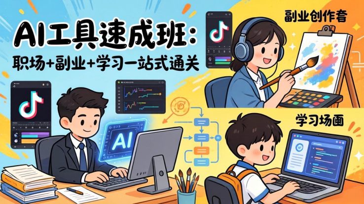 （17650期）AI工具速成班：职场+副业+学习一站式通关，20+爆款类型+剪映技巧+抖音算法，0基础快速上手_生财有道创业项目网