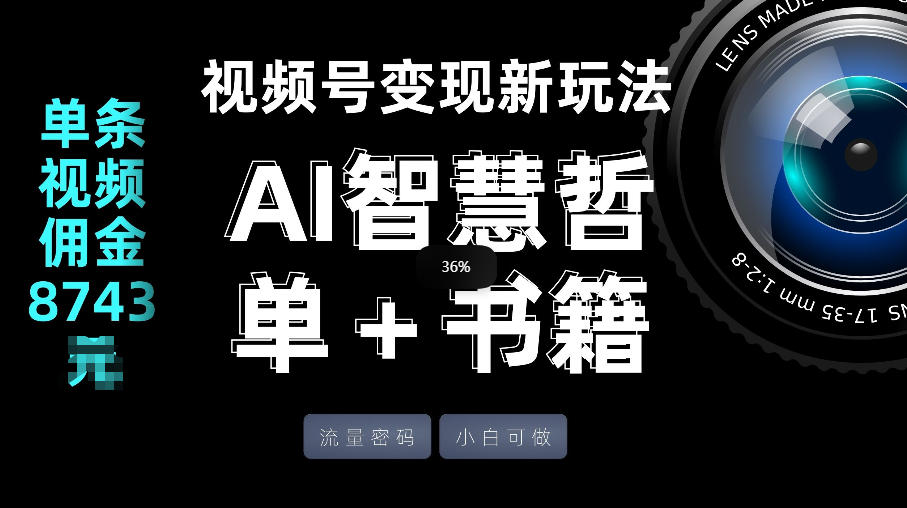 图片[1]-视频号流量密码，变现新玩法-AI智慧哲单＋书单，单条视频佣金8743米——生财有道创业项目网-生财有道