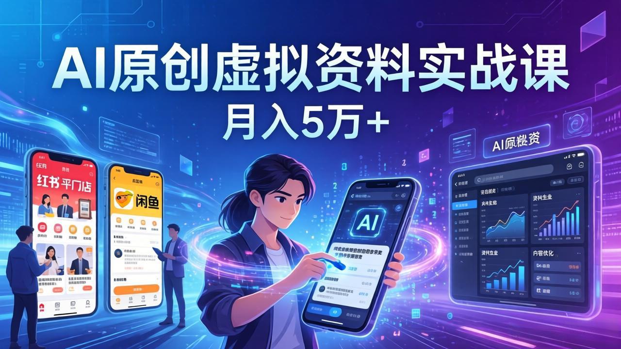 图片[1]-（17657期）AI原创虚拟资料实战课：2026新机会，小红书闲鱼开店，普通人用AI轻松变现，月入5万+_生财有道创业项目网-生财有道
