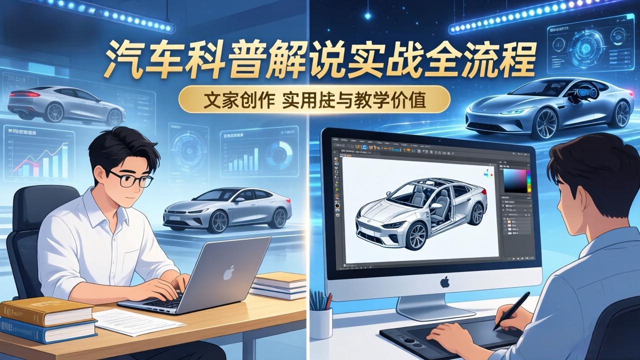 图片[1]-（17665期）抖音汽车科普解说实战：文案+动画+画面处理+去水印全流程，打造专业汽车科普视频_生财有道创业项目网-生财有道