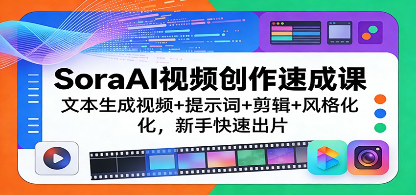 图片[1]-SoraAI视频创作速成课：文本生成视频+提示词+剪辑+风格化，新手快速出片_生财有道创业网-生财有道
