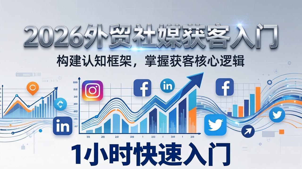 图片[1]-（17672期）2026 外贸社媒获客入门：1小时搭建认知框架，新手快速开启社媒获客之路_生财有道创业项目网-生财有道