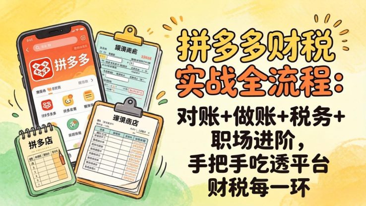 （17678期）拼多多财税实操全流程：对账+做账+税务+职场进阶，手把手吃透平台财税每一环_生财有道创业项目网