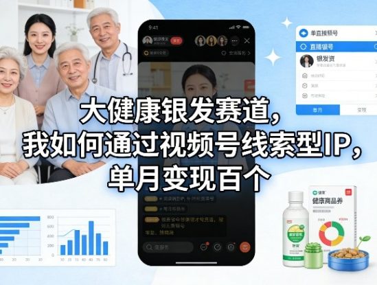 大健康银发赛道，我如何通过视频号线索型IP，单月变现百个——生财有道创业项目网