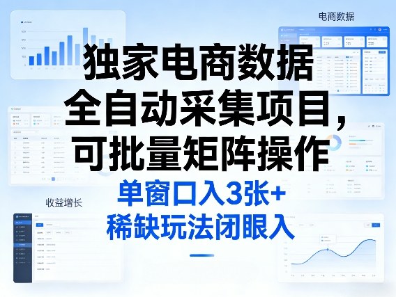 图片[1]-独家电商数据全自动采集项目，可批量矩阵操作，单窗口日入3张+，稀缺玩法闭眼入【揭秘】——生财有道创业项目网-生财有道