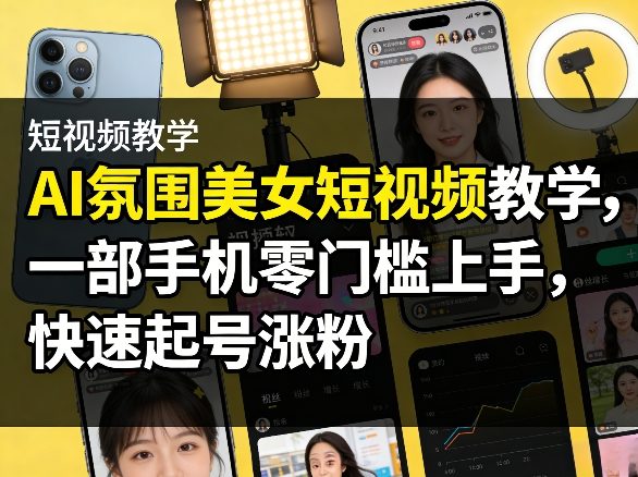 图片[1]-AI氛围美女短视频教学，一部手机零门槛上手，快速起号涨粉——生财有道创业项目网-生财有道