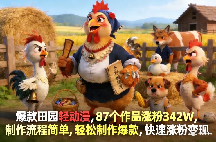 图片[1]-爆款田园轻动漫，87个作品涨粉342W，制作流程简单，轻松制作爆款，快速涨粉变现——生财有道创业项目网-生财有道