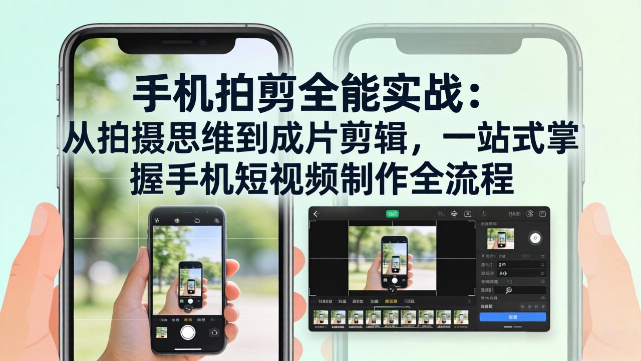图片[1]-（17713期）手机拍剪全能实战：从拍摄思维到成片剪辑，一站式掌握手机短视频制作全流程_生财有道创业项目网-生财有道