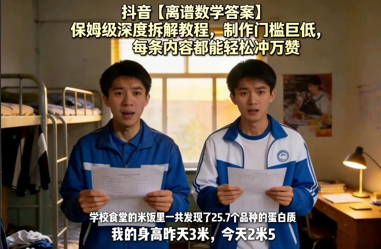 图片[1]-抖音【离谱数学答案】保姆级深度拆解教程，制作门槛巨低，每条内容都能轻松冲万赞，附详细步骤——生财有道创业项目网-生财有道