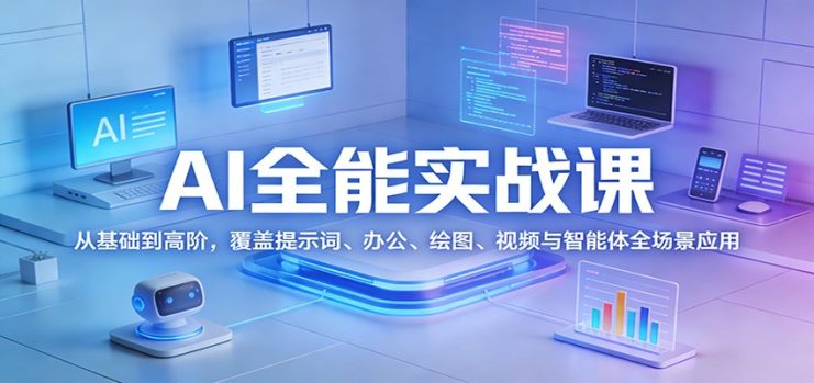 AI全能实战课：从基础到高阶，覆盖提示词、办公、绘图、视频与智能体全场景应用_生财有道创业网