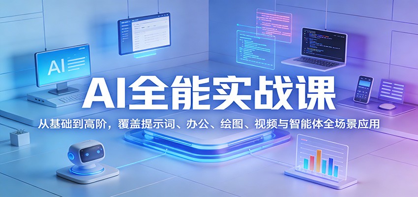 图片[1]-AI全能实战课：从基础到高阶，覆盖提示词、办公、绘图、视频与智能体全场景应用_生财有道创业网-生财有道