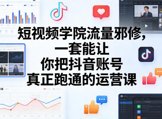 短视频学院流量邪修，一套能让你把抖音账号真正跑通的运营课——生财有道创业项目网