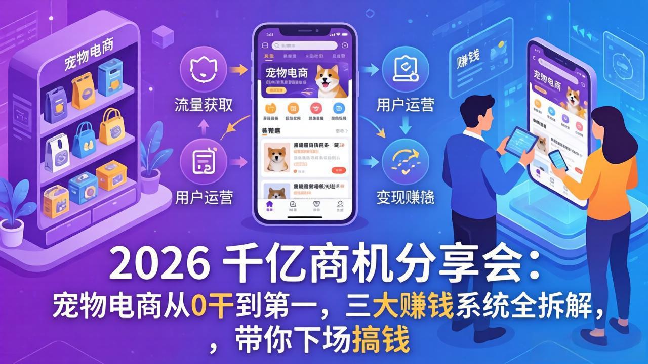 图片[1]-（17726期）2026 千亿商机分享会：宠物电商从0干到第一，三大赚钱系统全拆解，带你下场搞钱_生财有道创业项目网-生财有道