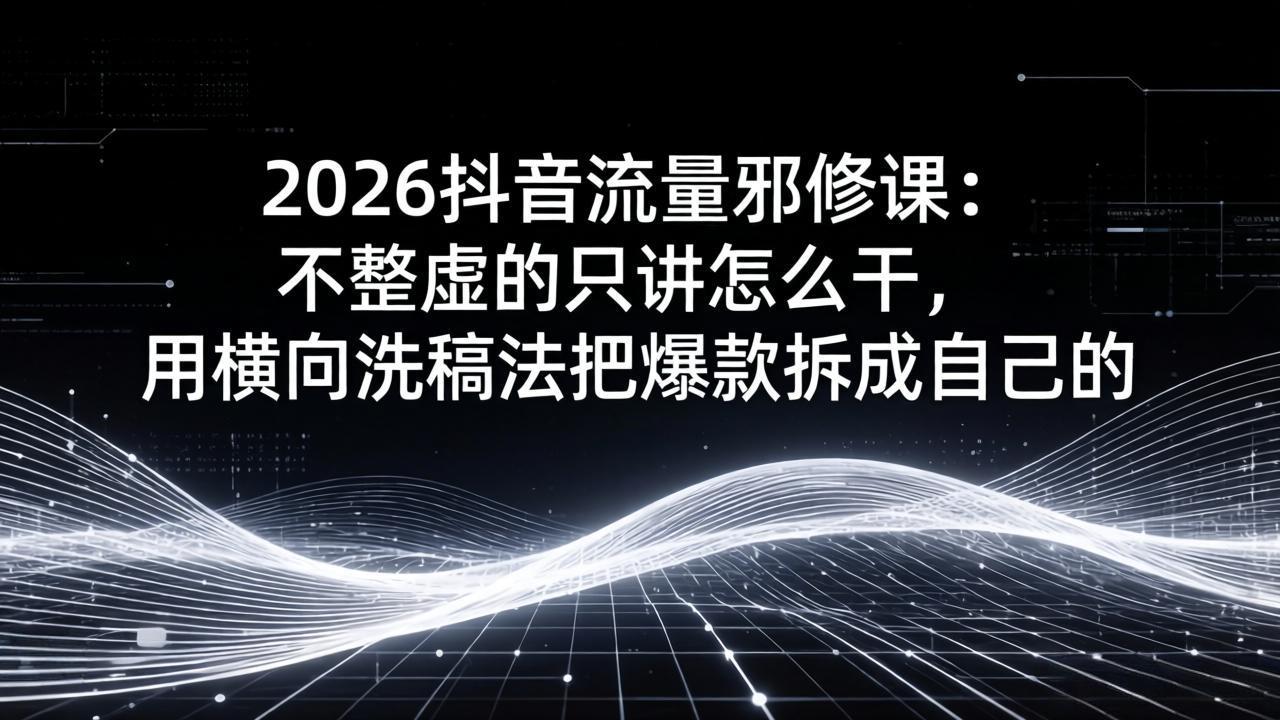 图片[1]-（17725期）2026抖音流量邪修课：不整虚的只讲怎么干，用横向洗稿法把爆款拆成自己的_生财有道创业项目网-生财有道