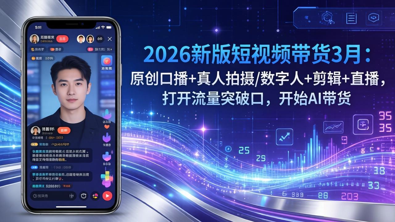 图片[1]-（17724期）2026新版短视频带货3月：原创口播+真人拍摄/数字人+剪辑+直播，打开流量突破口，开始AI带货_生财有道创业项目网-生财有道