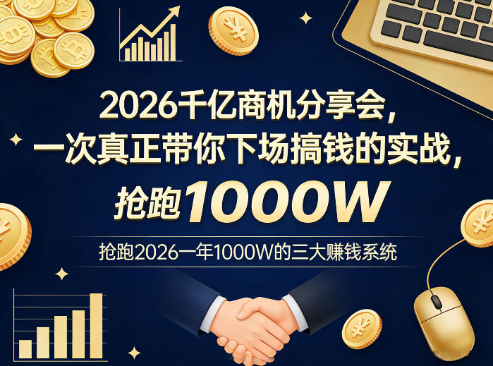 图片[1]-2026千亿商机分享会，一次真正带你下场搞钱的实战，抢跑2026一年1000W的三大賺钱系统——生财有道创业项目网-生财有道