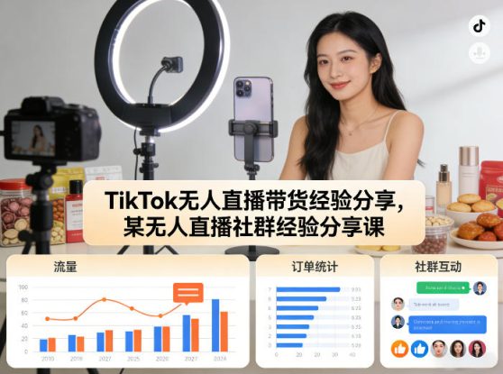 TikTok无人直播带货经验分享，某无人直播社群经验分享课——生财有道创业项目网