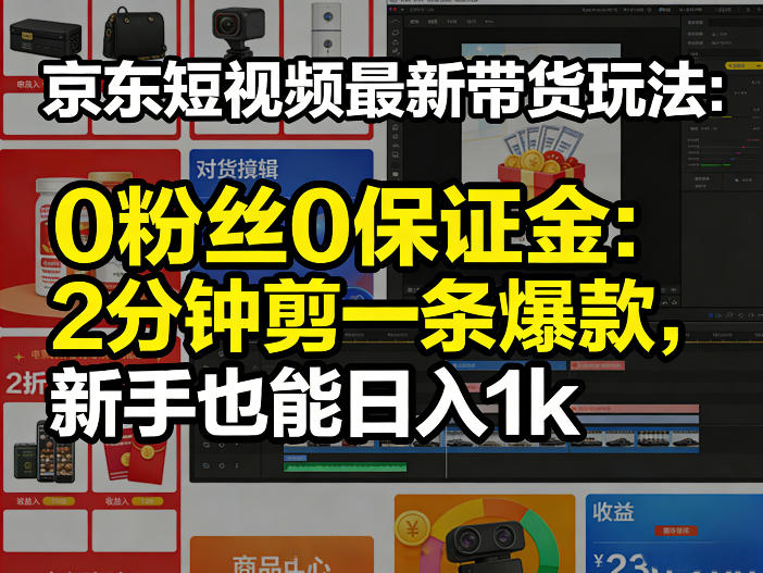 图片[1]-京东短视频最新带货玩法，0粉丝0保证金，2分钟剪一条爆款，新手也能日入1k+【揭秘】——生财有道创业项目网-生财有道