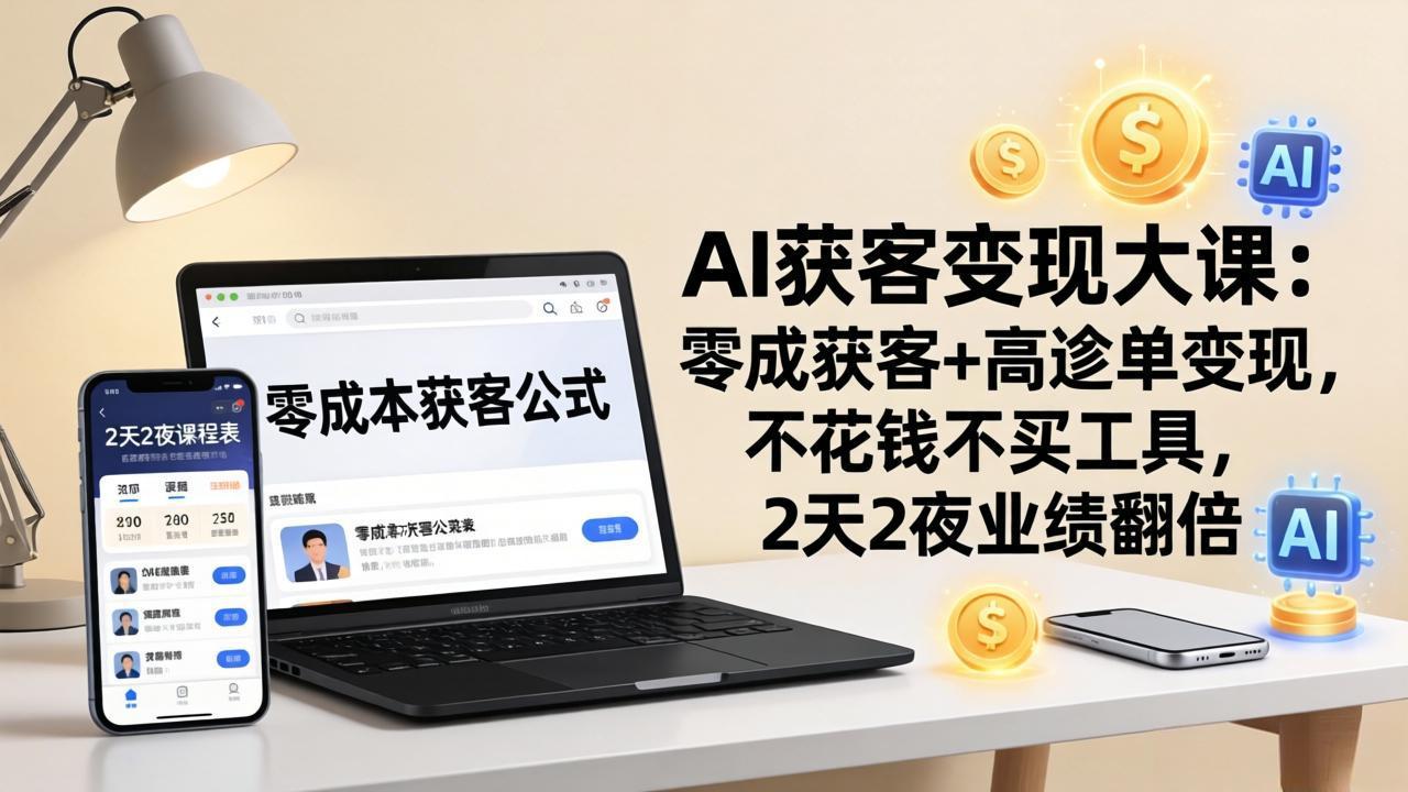 图片[1]-（17735期）AI获客变现大课：零成本获客+高客单变现，不花钱不买工具，2天2夜业绩翻倍_生财有道创业项目网-生财有道