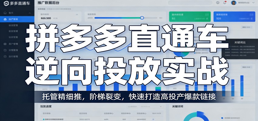 拼多多直通车逆向投放实战：托管精细推，阶梯裂变，快速打造高投产爆款链接_生财有道创业网