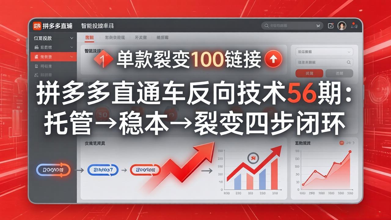 图片[1]-（17737期）拼多多直通车反向技术56期：托管→稳本→裂变四步闭环，单款裂变100链接抢占核心流量_生财有道创业项目网-生财有道