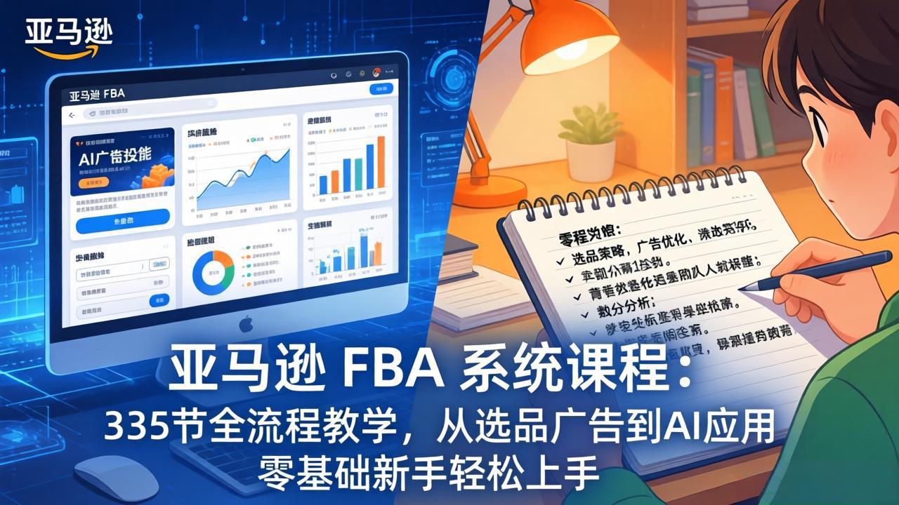 图片[1]-（17744期）亚马逊 FBA 系统课程（更新26年3月）335节全流程教学，从选品广告到AI应用，零基础新手轻松上手_生财有道创业项目网-生财有道