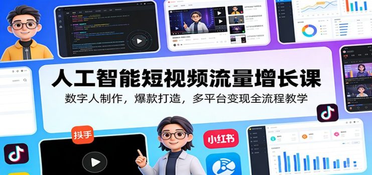 人工智能短视频流量增长课：数字人制作，爆款打造，多平台变现全流程教学_生财有道创业网