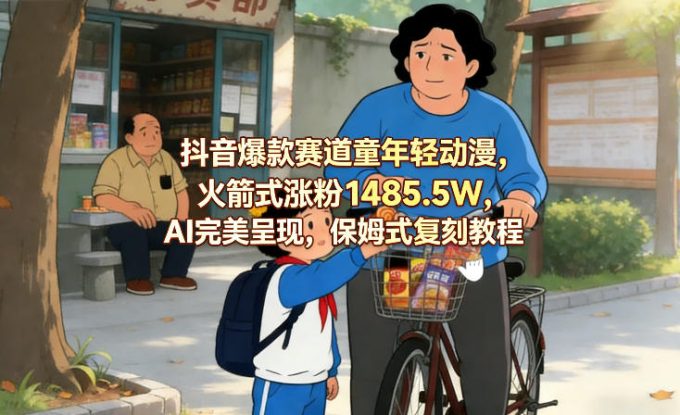 抖音爆款赛道童年轻动漫，火箭式涨粉1485.5W，AI完美呈现，保姆式复刻教程——生财有道创业项目网
