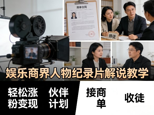 图片[1]-娱乐商界人物纪录片解说教学，轻松涨粉变现，伙伴计划，接商单，收徒等——生财有道创业项目网-生财有道
