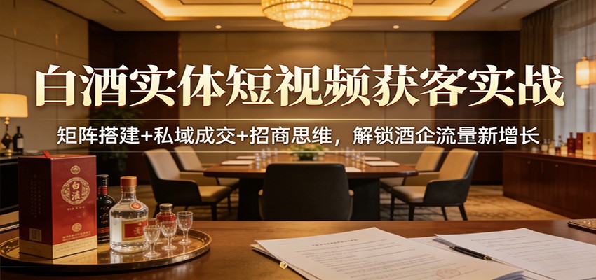 图片[1]-白酒实体短视频获客实战：矩阵搭建+私域成交+招商思维，解锁酒企流量新增长_生财有道创业网-生财有道