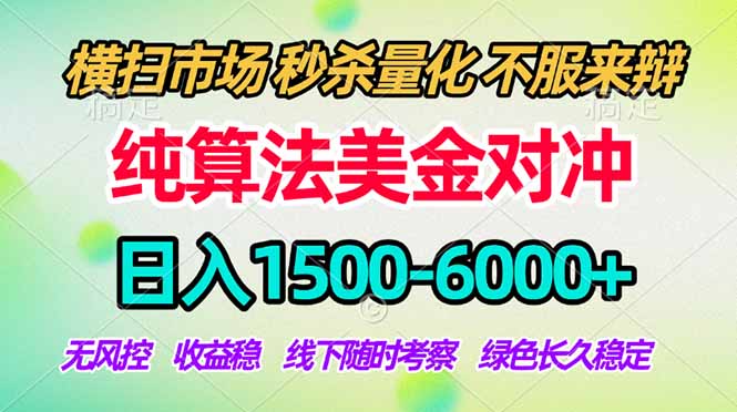 （17755期）2026美金掘金新风口-纯算法对冲震撼上线！日入1500-6000+，长久合规稳健，轻松摆脱死工资_生财有道创业项目网