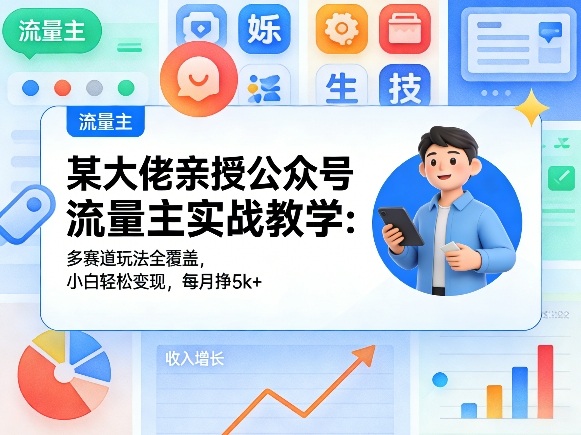图片[1]-某大佬亲授公众号流量主实战教学：多赛道玩法全覆盖，小白轻松变现，每月多挣5k+——生财有道创业项目网-生财有道