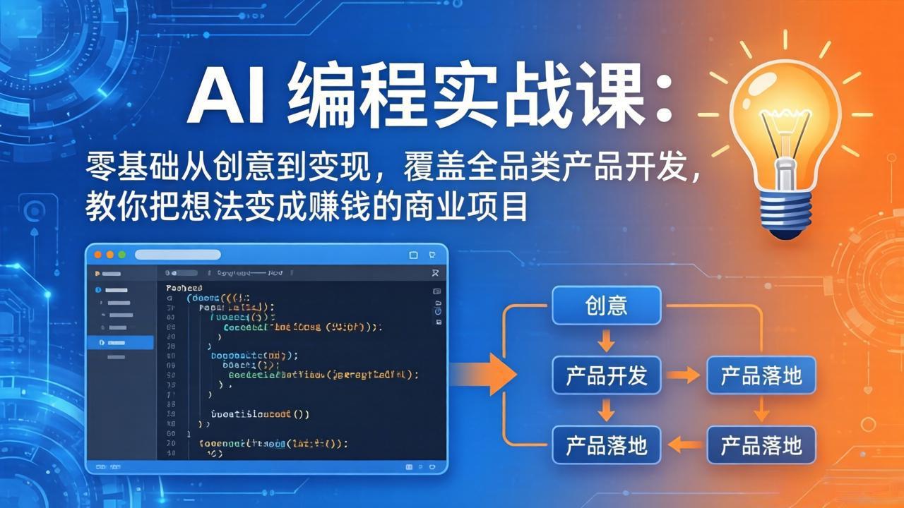 图片[1]-（17780期）AI编程实战课-第三期：零基础从创意到变现，覆盖全品类产品开发，把想法变成赚钱的商业项目_生财有道创业项目网-生财有道