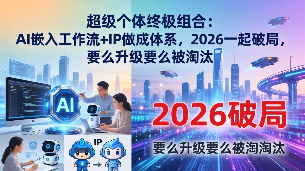 图片[1]-（17789期）超级个体终极组合：AI嵌入工作流+IP做成体系，2026一起破局，要么升级要么被淘汰_生财有道创业项目网-生财有道