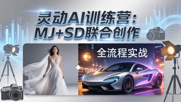 （17795期）灵动AI训练营-3.0课程：MJ+SD联合创作，从婚纱大片到汽车广告，摄影后期全流程实战_生财有道创业项目网