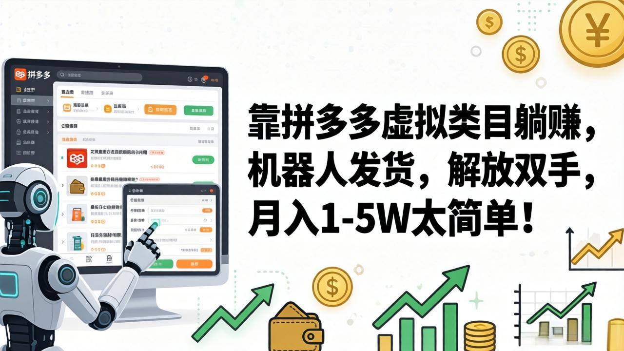 图片[1]-（17797期）靠拼多多虚拟类目躺赚，机器人发货，解放双手，月入 1‑5W 太简单！_生财有道创业项目网-生财有道