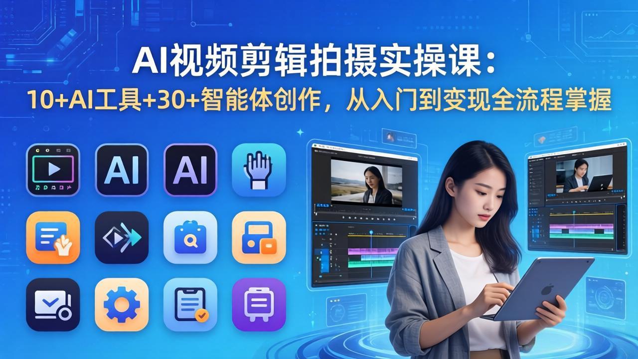 图片[1]-（17818期）AI 视频剪辑拍摄实操课：10+AI工具+30+智能体创作，从入门到变现全流程掌握_生财有道创业项目网-生财有道