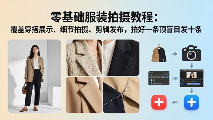 （17829期）零基础服装拍摄教程：覆盖穿搭展示、细节拍摄、剪辑发布，拍好一条顶盲目发十条_生财有道创业项目网