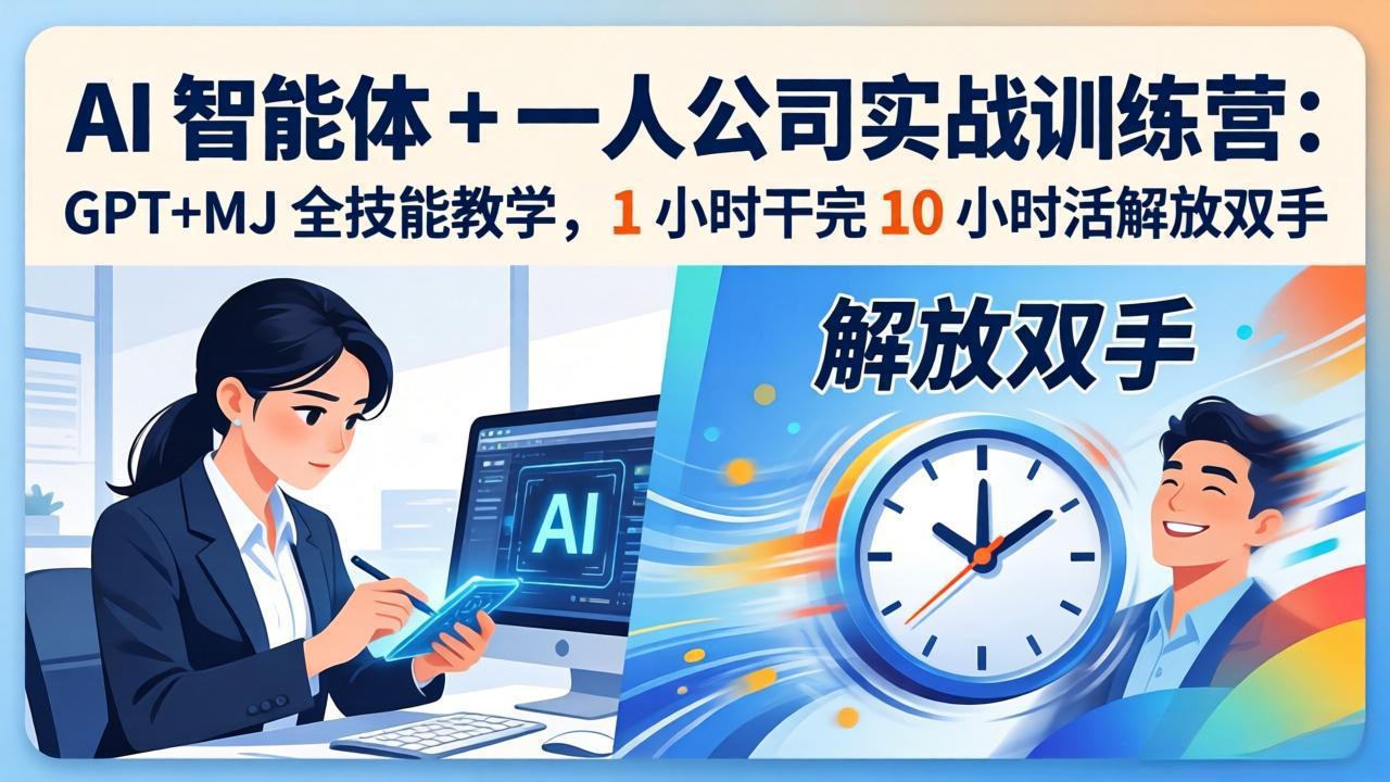 图片[1]-（17834期）AI 智能体 + 一人公司实战训练营：GPT+MJ 全技能教学，1 小时干完 10 小时活解放双手_生财有道创业项目网-生财有道