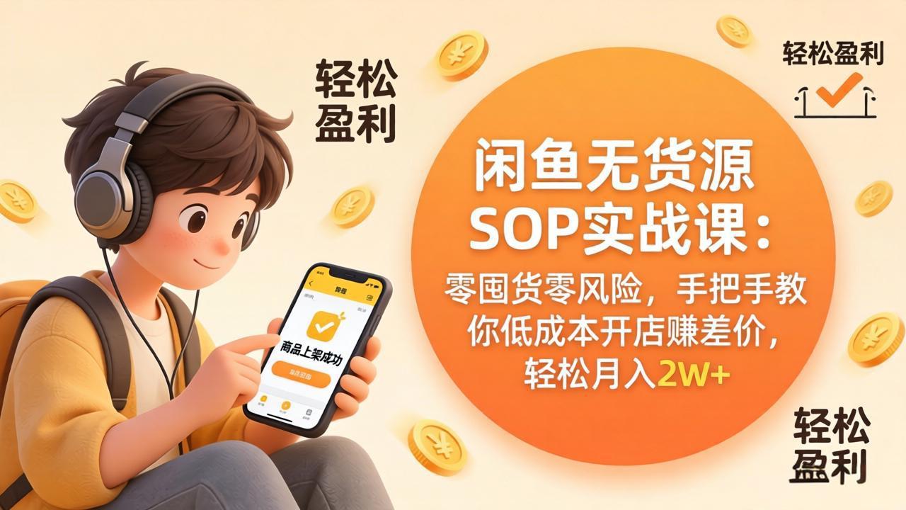 图片[1]-（17838期）闲鱼无货源SOP实战课：零囤货零风险，手把手教你低成本开店赚差价，轻松月入2w+_生财有道创业项目网-生财有道