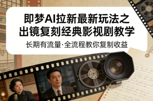 即梦AI拉新最新玩法之出镜复刻经典影视剧教学，长期有流量，全流程教你复制收益——生财有道创业项目网