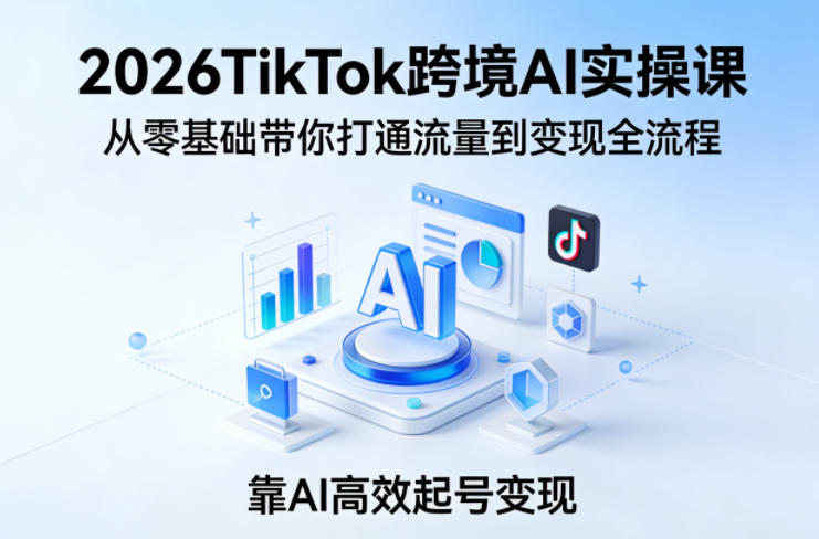图片[1]-2026TikTok跨境AI实操课，从零基础带你打通流量到变现全流程，靠AI高效起号变现——生财有道创业项目网-生财有道