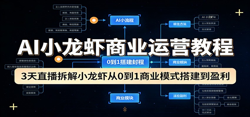 图片[1]-AI小龙虾商业运营教程：3天直播拆解小龙虾从0到1商业模式搭建到盈利_生财有道创业网-生财有道