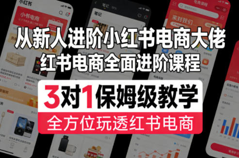 从新人进阶小红书电商大佬，红书电商全面进阶课程，3对1保姆级教学，全方位玩透红书电商——生财有道创业项目网