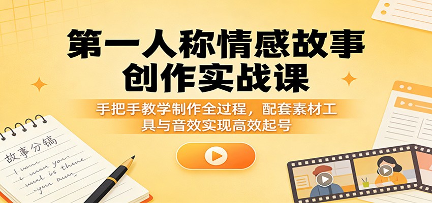 图片[1]-第一人称情感故事创作实战课：手把手教学制作全过程，配套素材工具与音效实现高效起号_生财有道创业网-生财有道