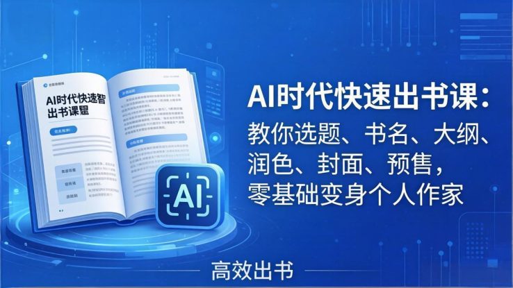 （17865期）AI时代7天闪电出书课：教你选题、书名、大纲、润色、封面、预售，零基础变身个人作家_生财有道创业项目网