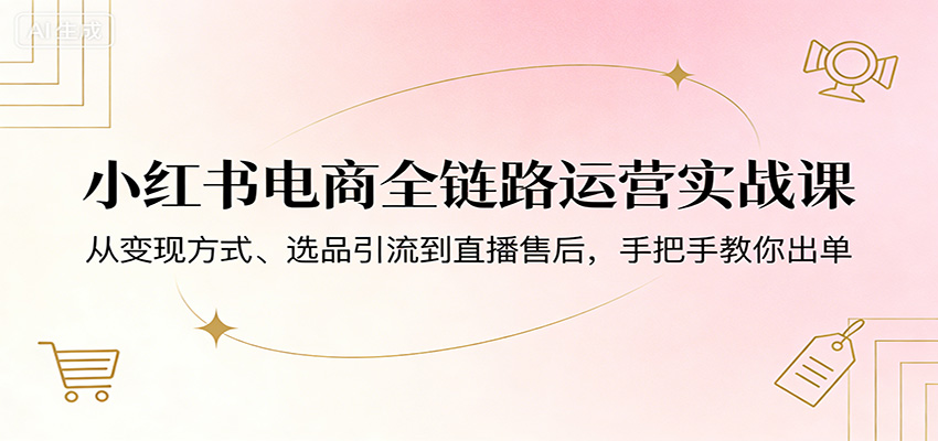 图片[1]-小红书电商全链路运营实战课：从变现方式、选品引流到直播售后，手把手教你出单_生财有道创业网-生财有道