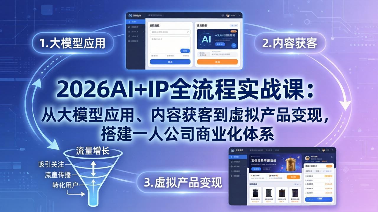 图片[1]-（17863期）2026AI+IP全流程实战课：从大模型应用、内容获客到虚拟产品变现，搭建一人公司商业化体系_生财有道创业项目网-生财有道