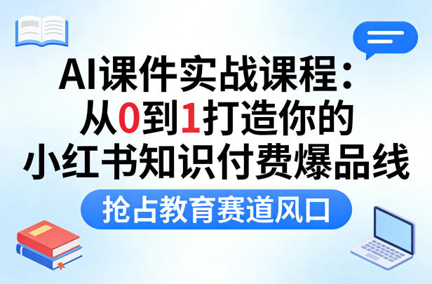 AI课件实战课程，从0到1打造你的小红书知识付费爆品线，抢占教育赛道风口——生财有道创业项目网