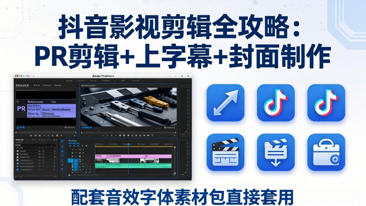 图片[1]-（17868期）抖音影视剪辑全攻略：PR剪辑+上字幕+封面制作，配套音效字体素材包直接套用_生财有道创业项目网-生财有道